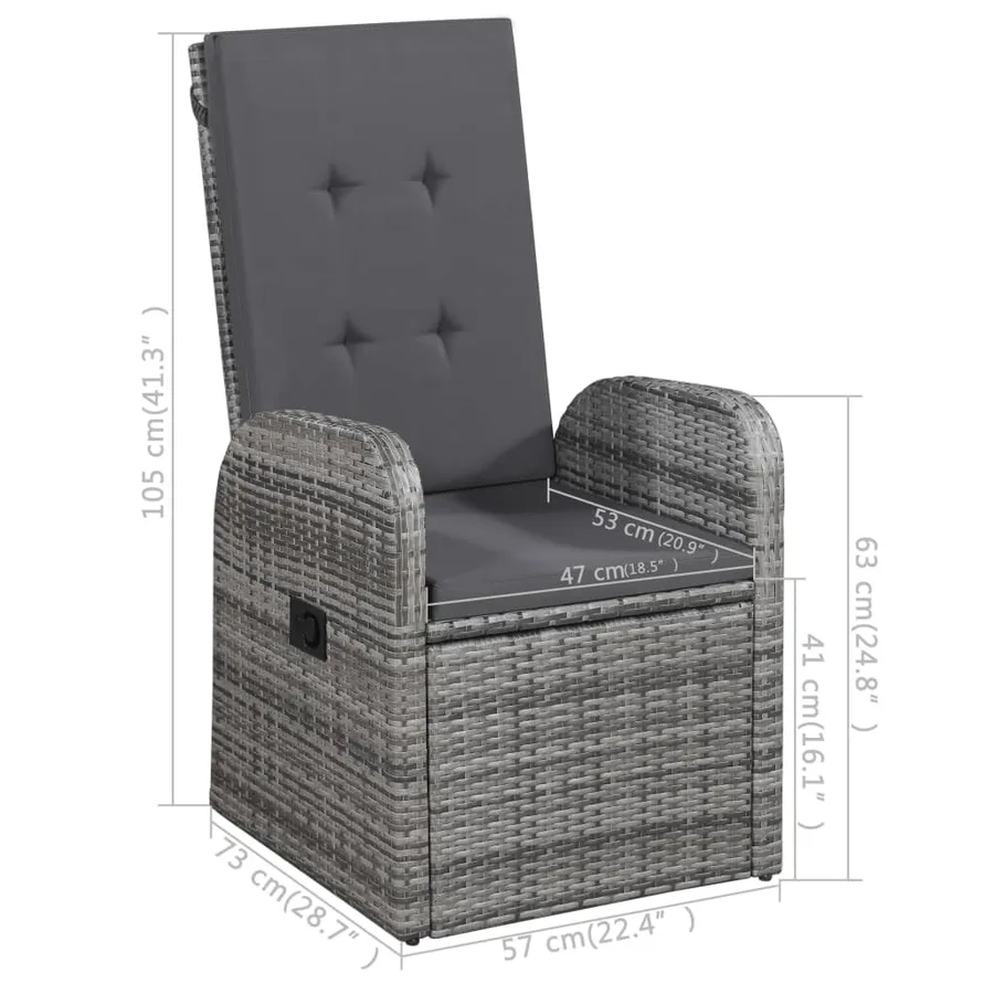Ensemble à manger de jardin 3 pcs Gris - 11