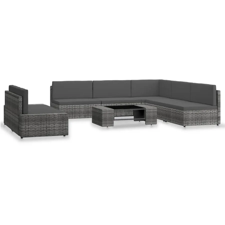 Salon de jardin 7 pcs Résine tressée Gris