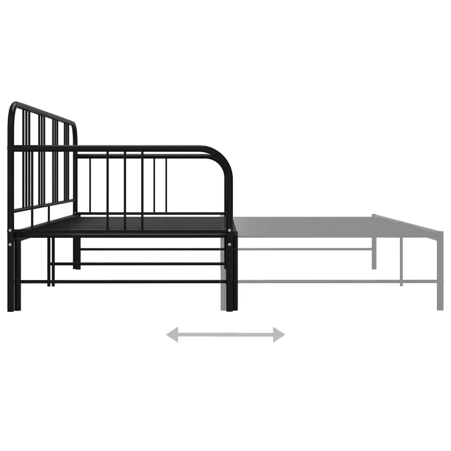 Cadre de canapé-lit extensible sans matelas Noir Métal 90x200cm - 7