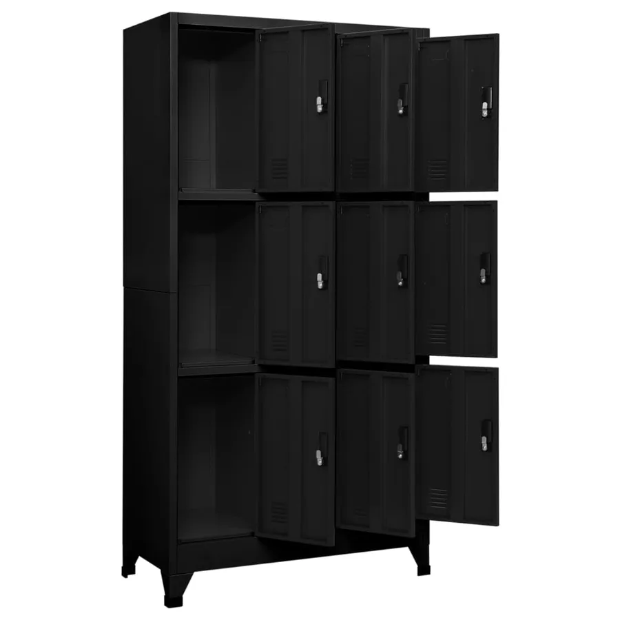 Armoire à casiers Noir 90x45x180 cm Acier - 3