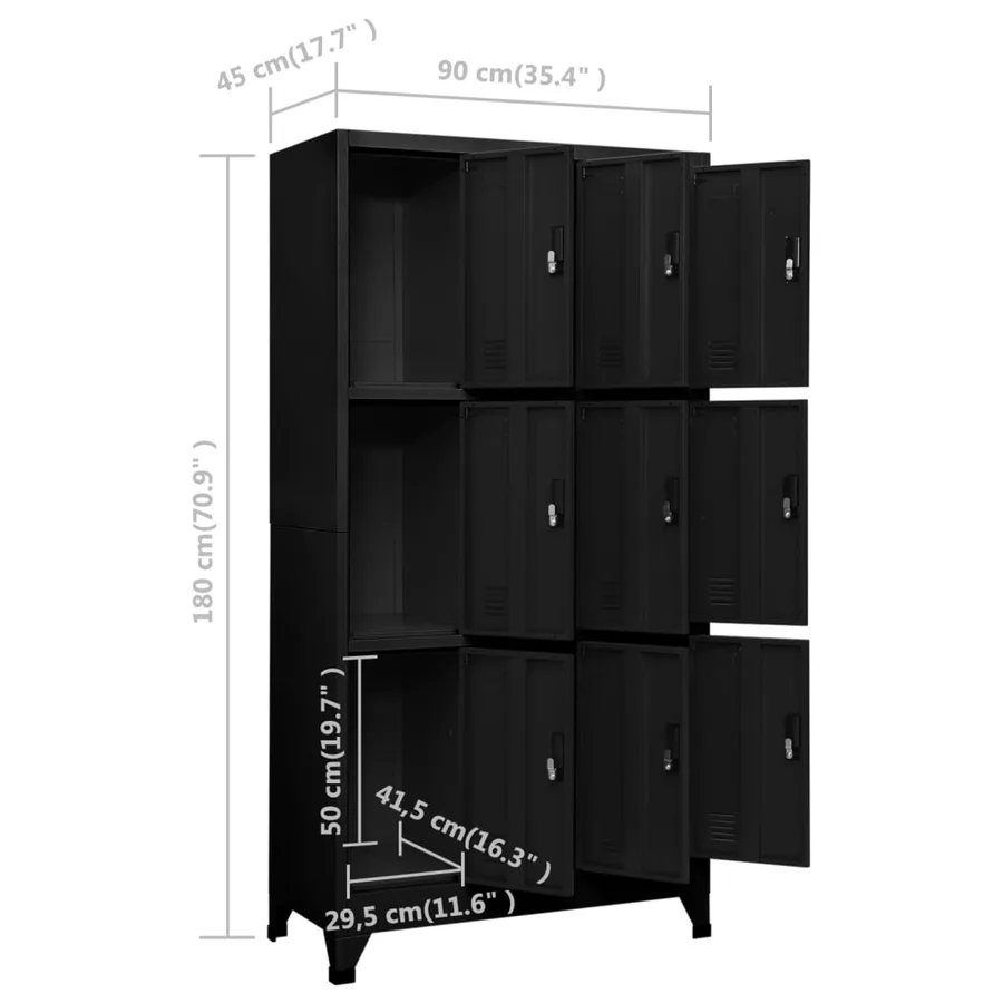 Armoire à casiers Noir 90x45x180 cm Acier - 8