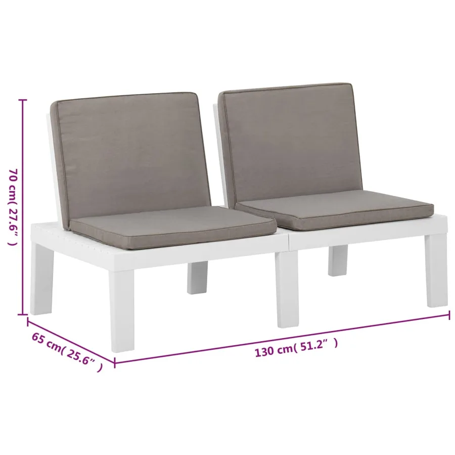 Salon de jardin 6 pcs avec coussins Plastique Blanc - 11