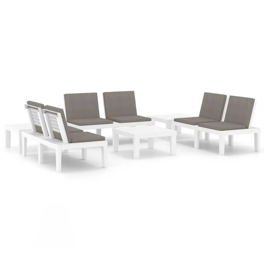 Salon de jardin 6 pcs avec coussins Plastique Blanc - 2
