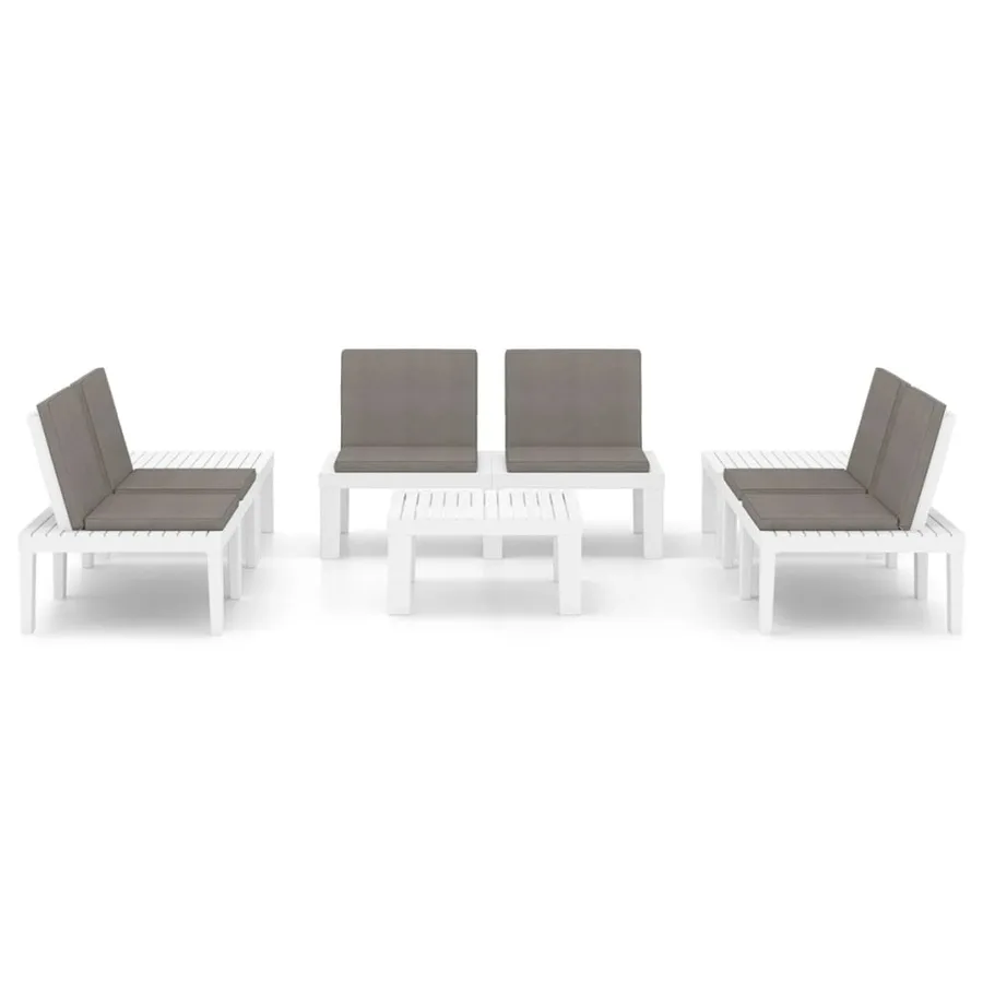 Salon de jardin 6 pcs avec coussins Plastique Blanc - 3