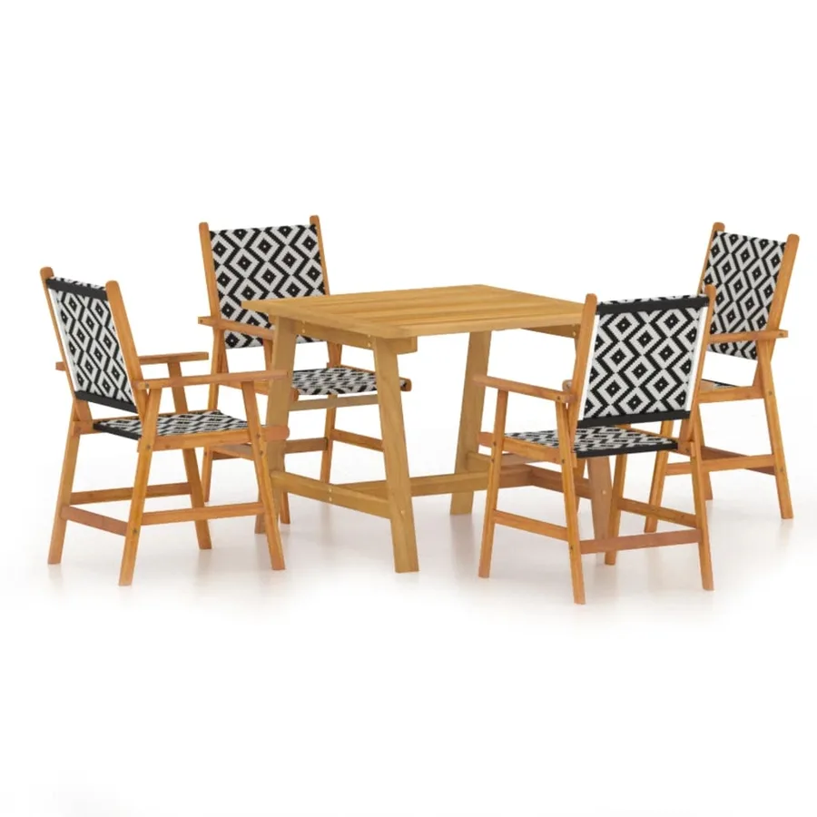 Ensemble à manger de jardin 5 pcs Bois d'acacia solide - 2