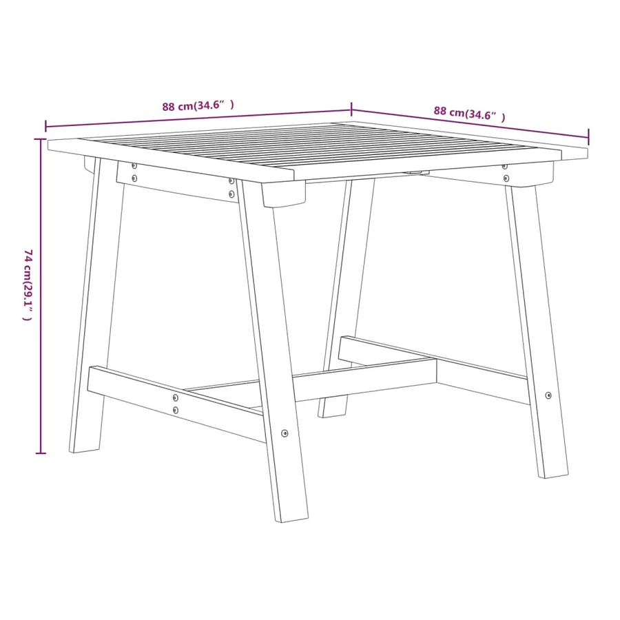 Ensemble à manger de jardin 5 pcs Bois d'acacia solide - 7