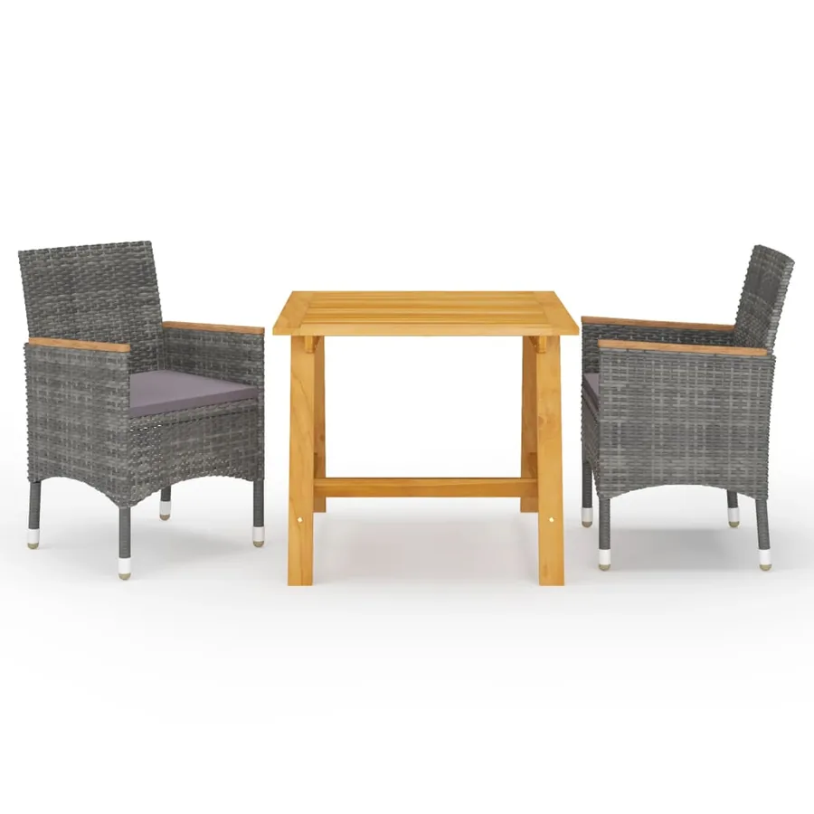 Ensemble à manger de jardin 3 pcs Gris