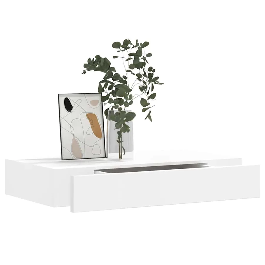 Étagères murales avec tiroirs 2 pcs Blanc 48 cm - 3