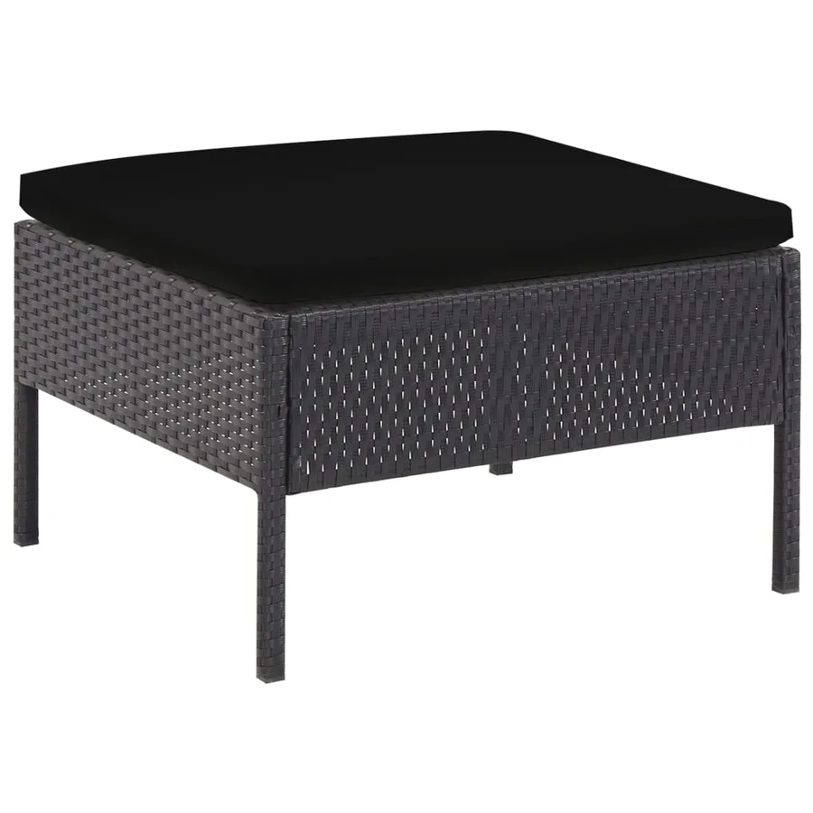 Salon de jardin 6 pcs avec coussins résine tressée noir - 13