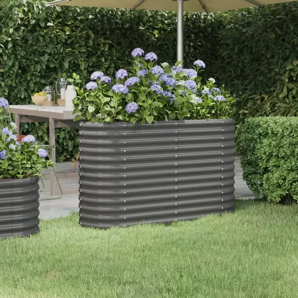 Lit surélevé de jardin Acier galvanisé 114x40x68 cm gris