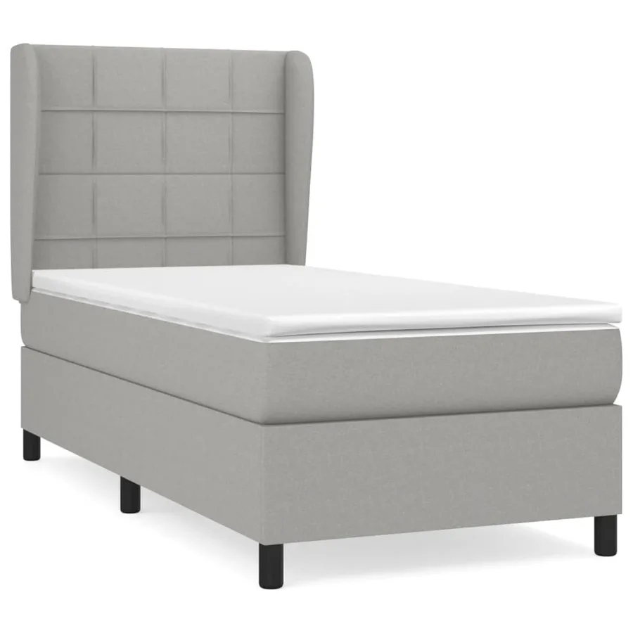 Sommier à lattes de lit avec matelas Gris clair 100x200cm Tissu - 2