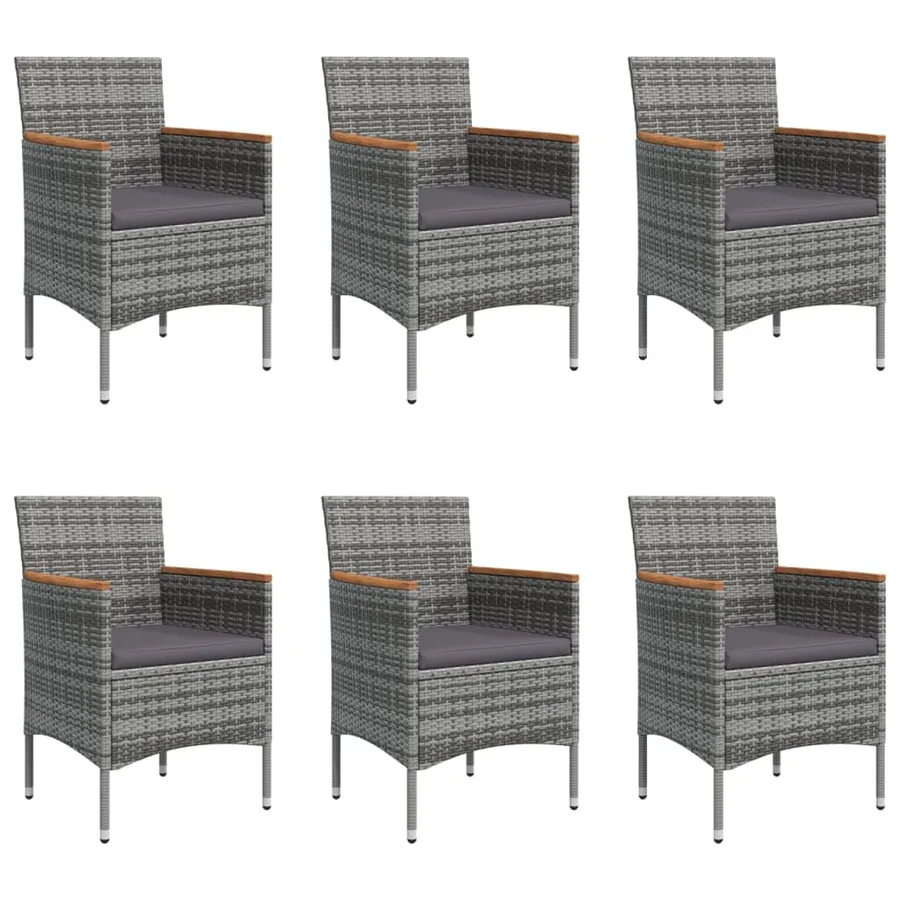 Ensemble à manger de jardin coussins 7pcs Gris et noir - 4
