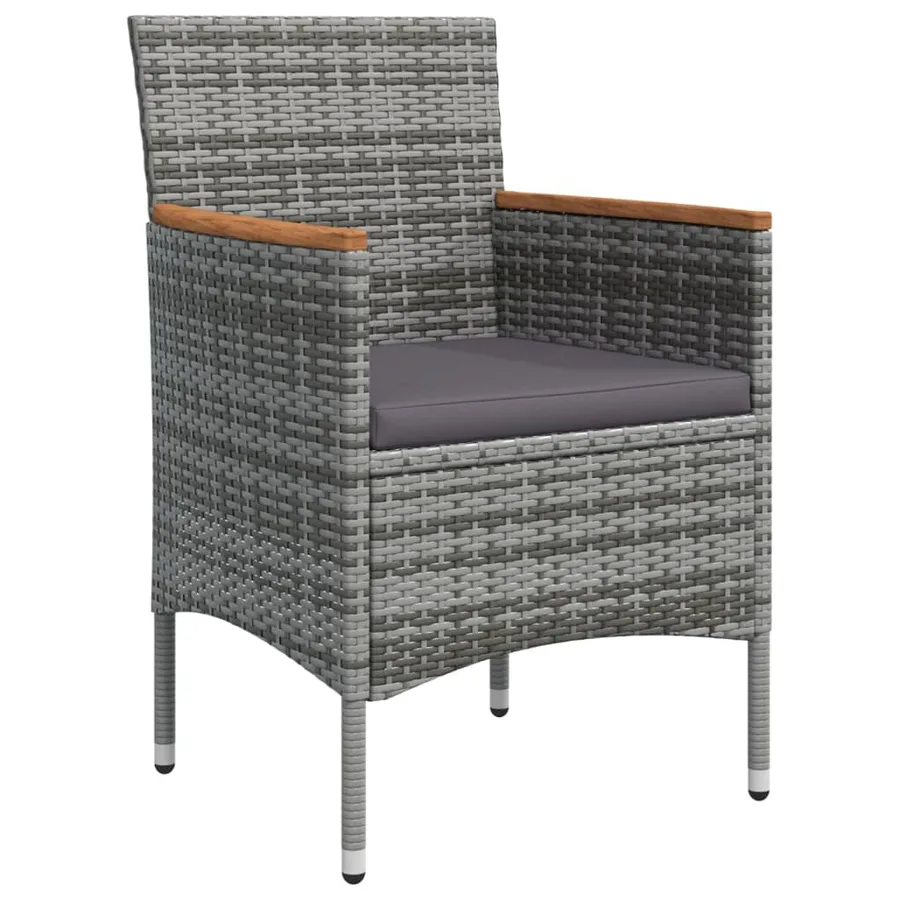 Ensemble à manger de jardin coussins 7pcs Gris et noir - 5