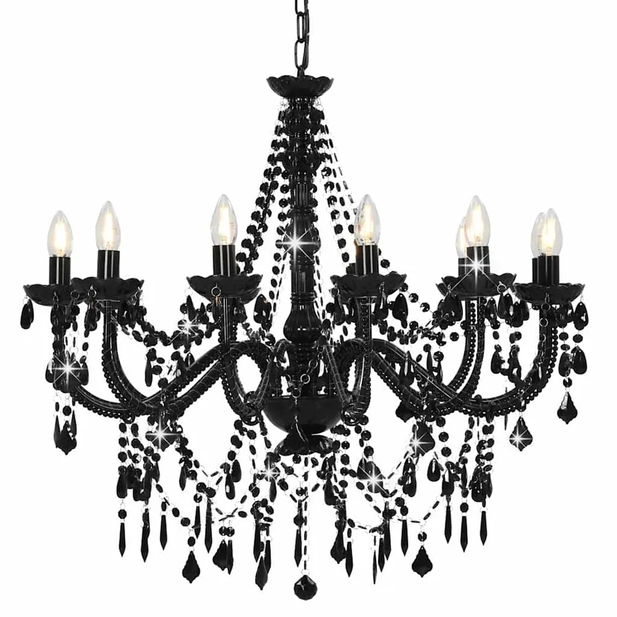Lustre avec perles Noir 12 ampoules E14 - 2