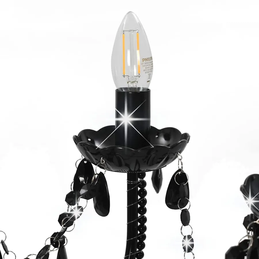 Lustre avec perles Noir 12 ampoules E14 - 6