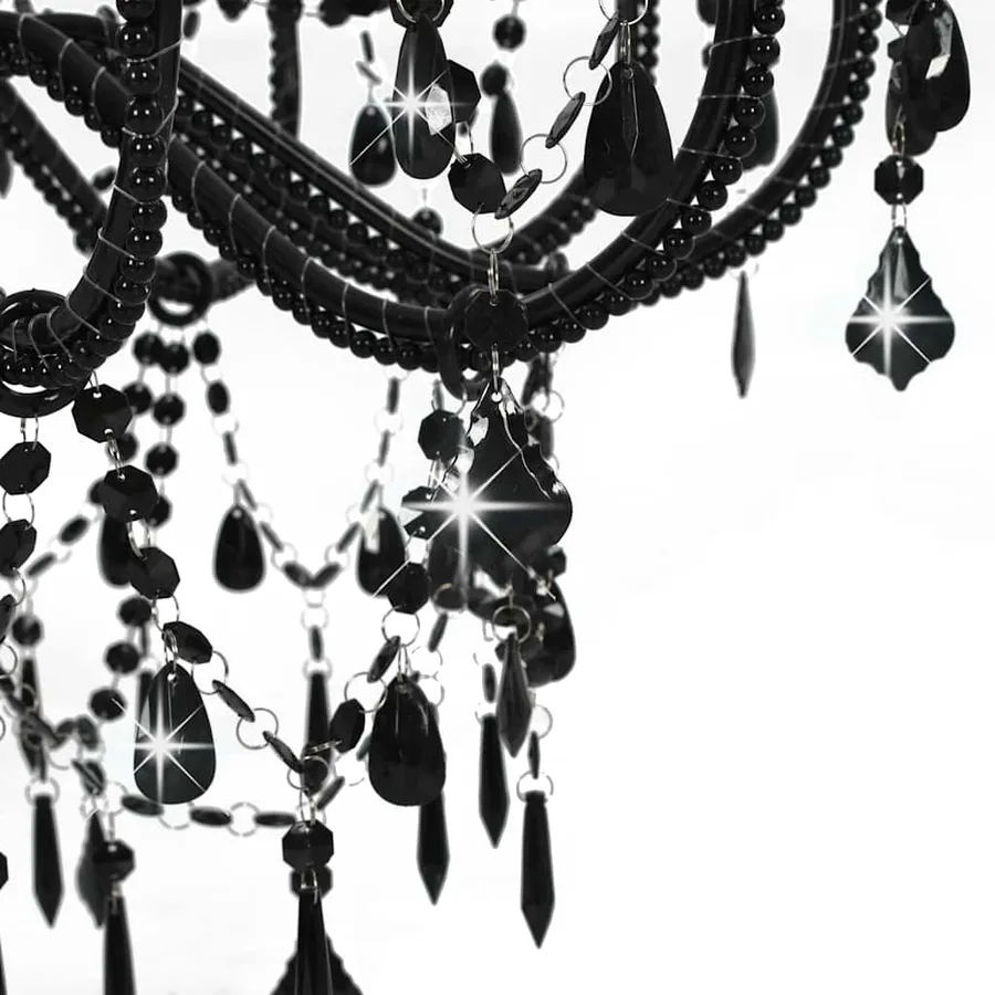 Lustre avec perles Noir 12 ampoules E14 - 7