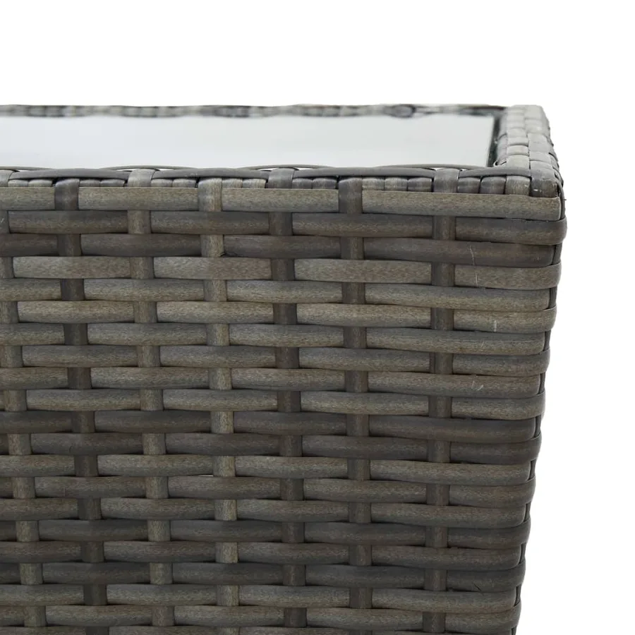 Ensemble de bistro 3 pcs Résine tressée et verre trempé Gris - 10