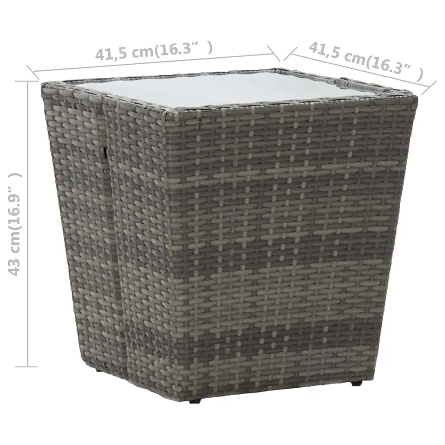 Ensemble de bistro 3 pcs Résine tressée et verre trempé Gris - 12