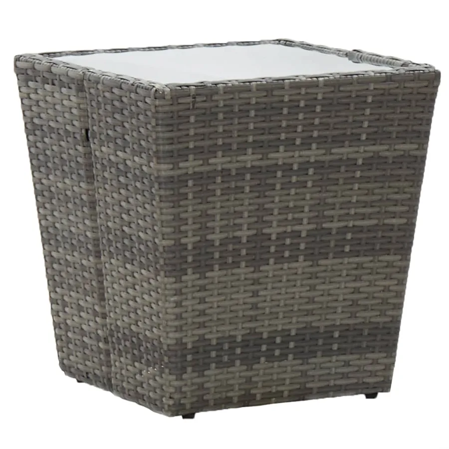 Ensemble de bistro 3 pcs Résine tressée et verre trempé Gris - 7