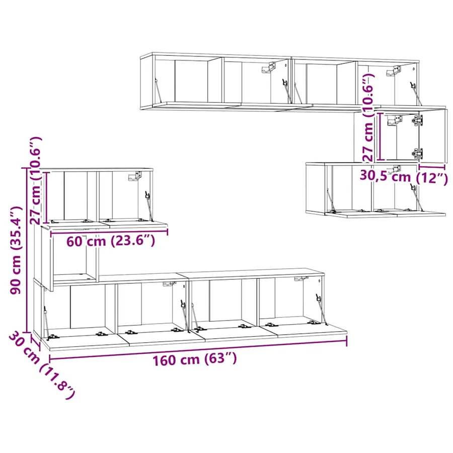 Ensemble de meubles TV 8 pcs Chêne sonoma Bois d'ingénierie - 14