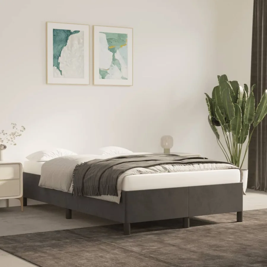 Cadre de lit sans matelas gris foncé 120x200 cm velours