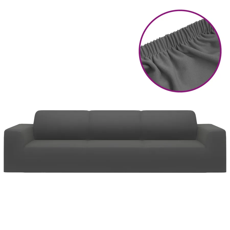 Housse extensible canapé 4places Anthracite Jersey de polyester - 2