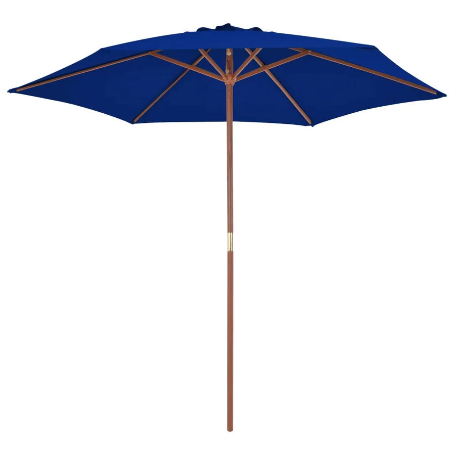 Parasol de jardin avec mât en bois bleu 270 cm - 2