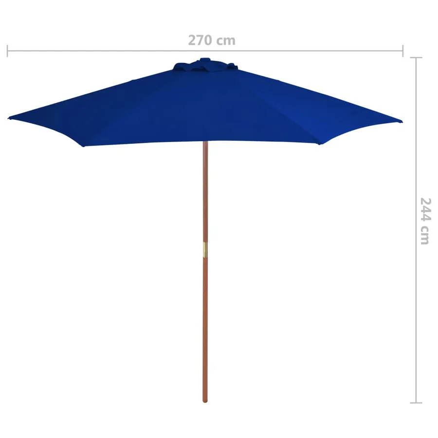 Parasol de jardin avec mât en bois bleu 270 cm - 6