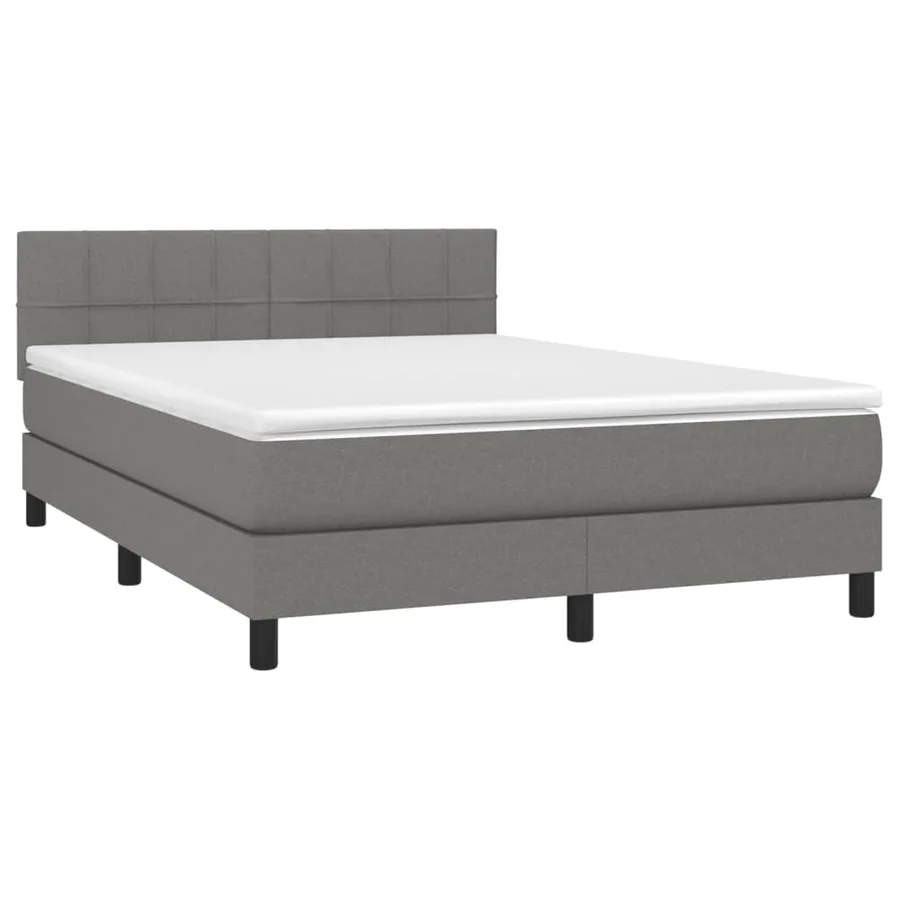 Sommier à lattes de lit et matelas et LED Gris foncé 140x190 cm - 3