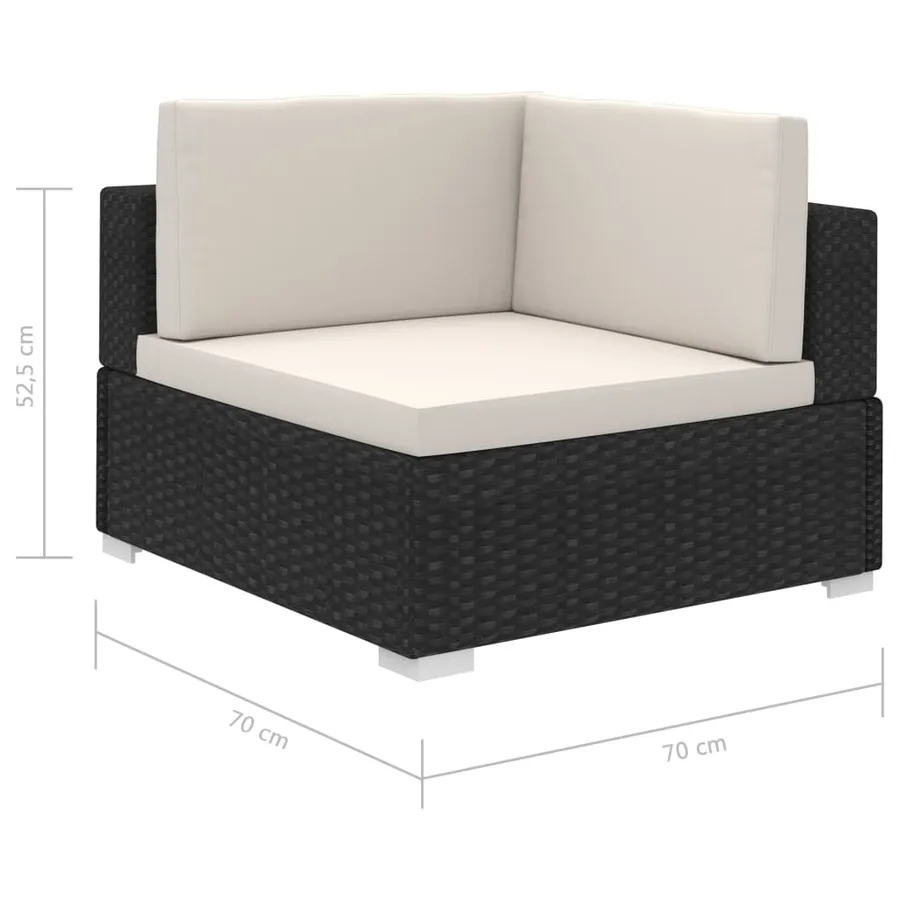 Salon de jardin 8 pcs avec coussins résine tressée noir - 8