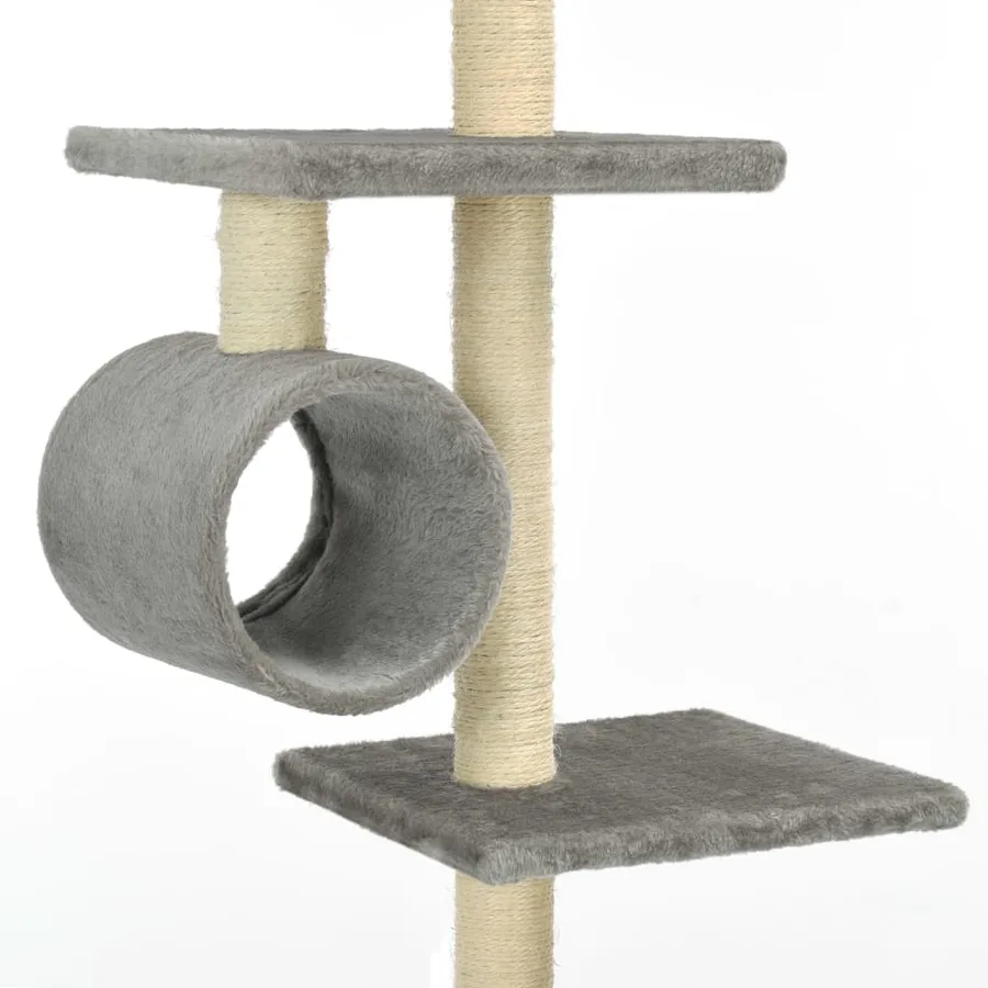 Arbre à chat avec griffoirs en sisal 260 cm Gris - 5