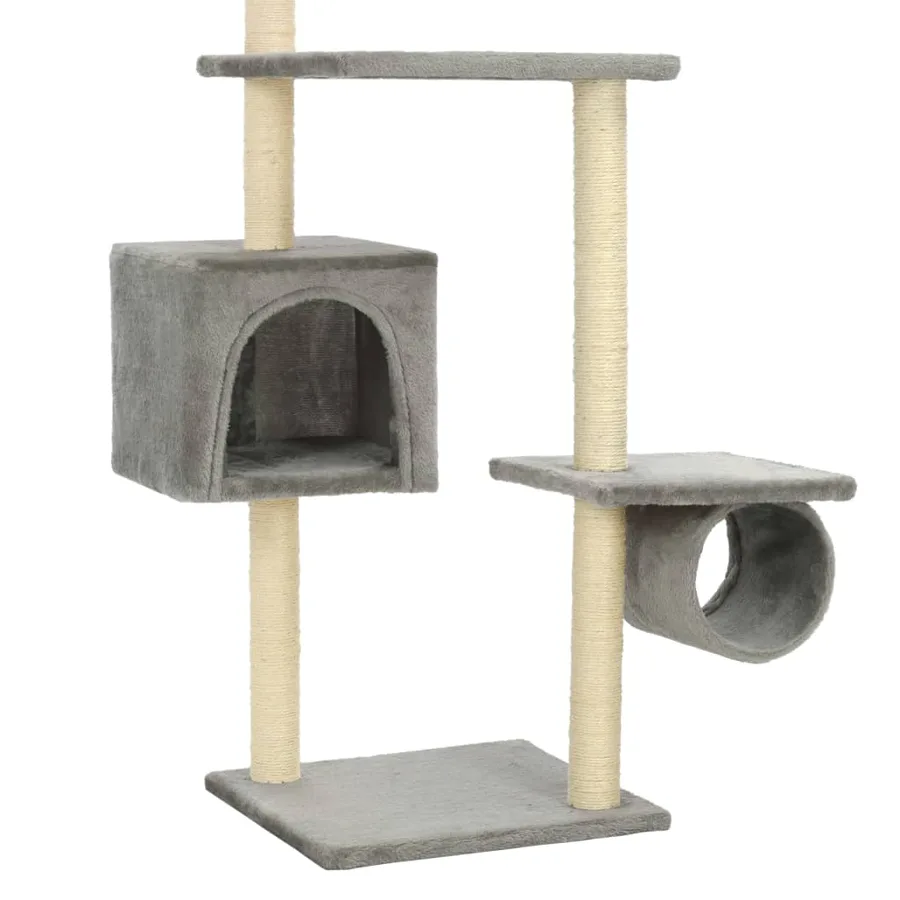 Arbre à chat avec griffoirs en sisal 260 cm Gris - 6