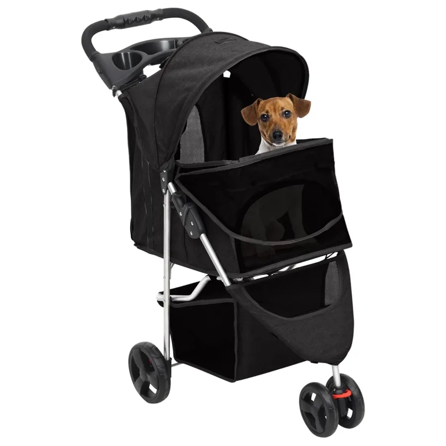 Poussette pour chien pliante Noir 80x46x98 cm Tissu Oxford - 2