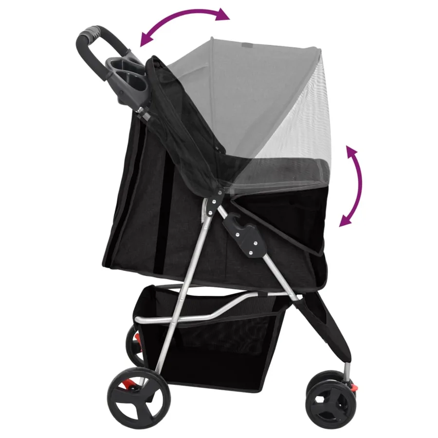 Poussette pour chien pliante Noir 80x46x98 cm Tissu Oxford - 6