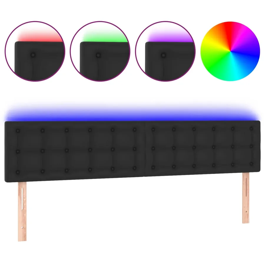 Tête de lit à LED Noir 160x5x78/88 cm Similicuir - 2