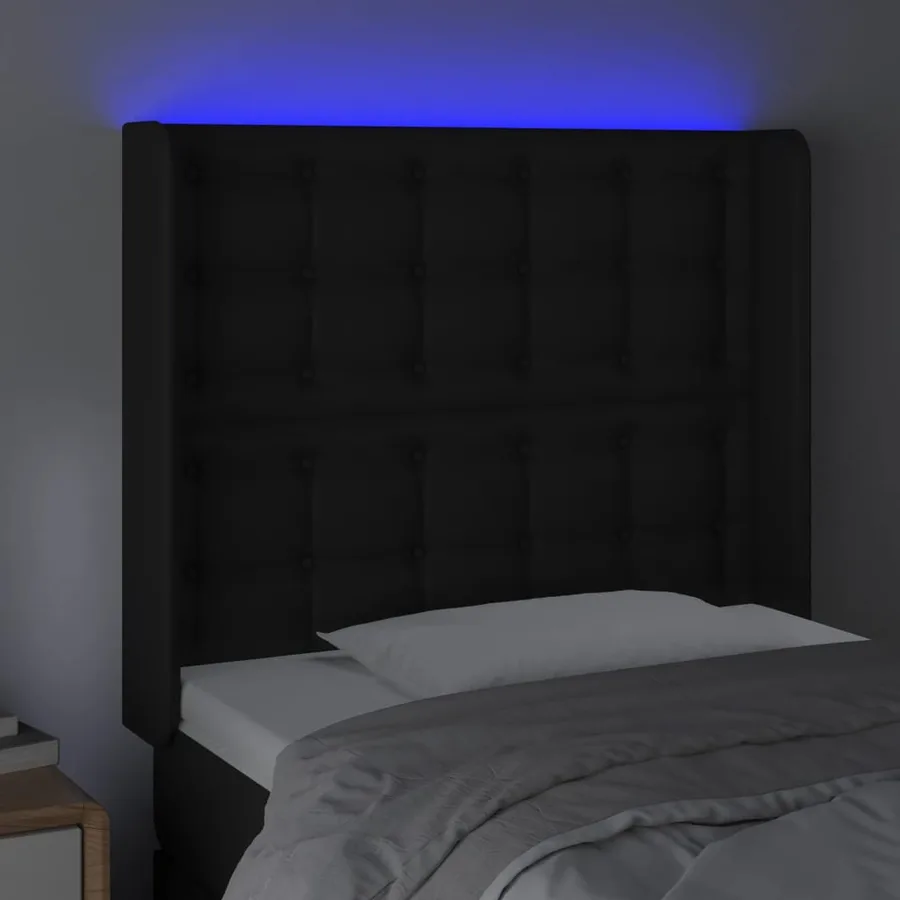 Tête de lit à LED Noir 83x16x118/128 cm Similicuir - 4