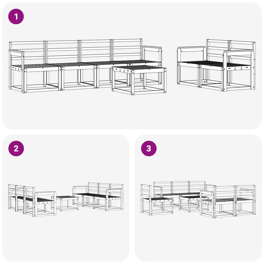 Ensemble de canapés d'extérieur 7 pcs Blanc 59 x 59 x 37 cm - 7