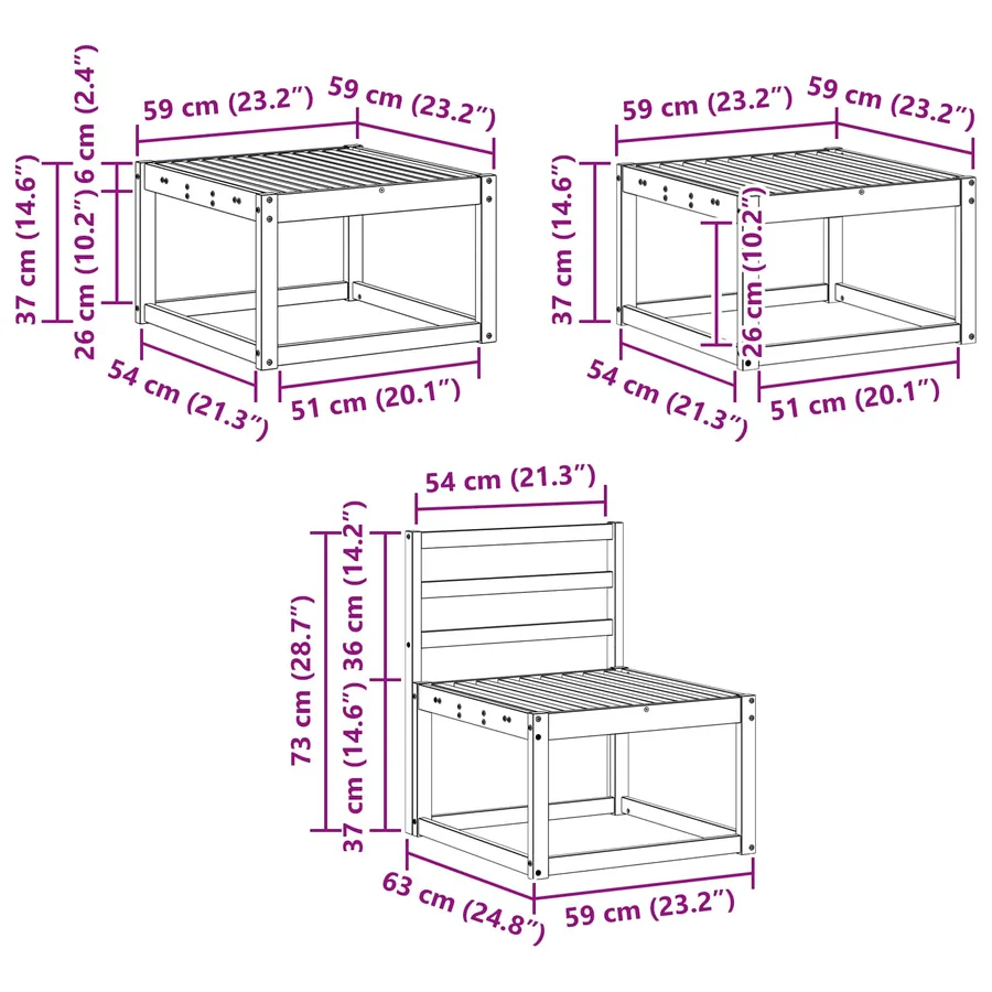 Ensemble de canapés d'extérieur 6 pcs Blanc 59 x 59 x 37 cm - 9