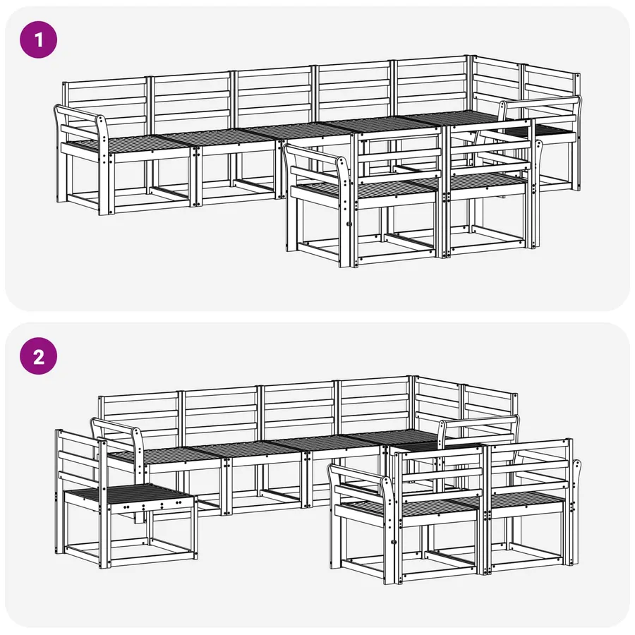Ensemble de canapés d'extérieur 8 pcs Blanc - 6