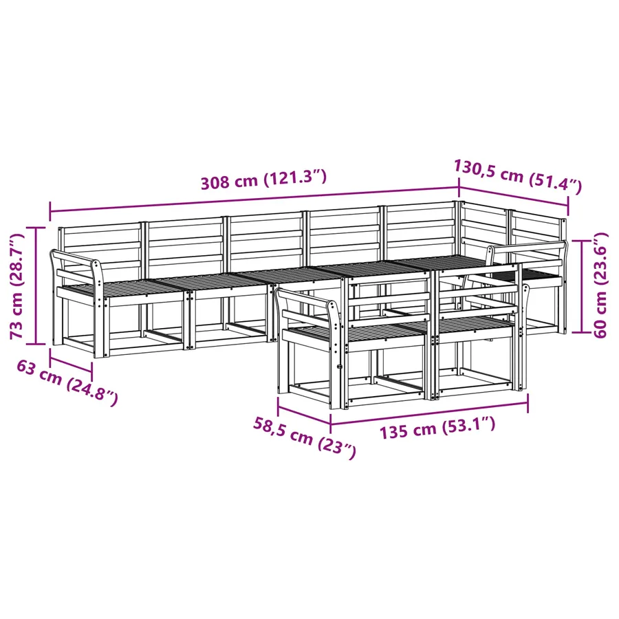 Ensemble de canapés d'extérieur 8 pcs Blanc - 7