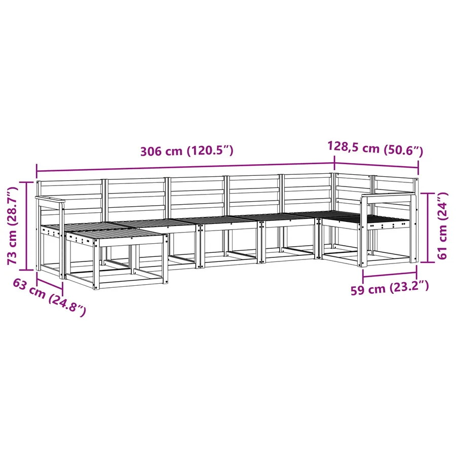 Ensemble de canapés d'extérieur 7 pcs Blanc - 9
