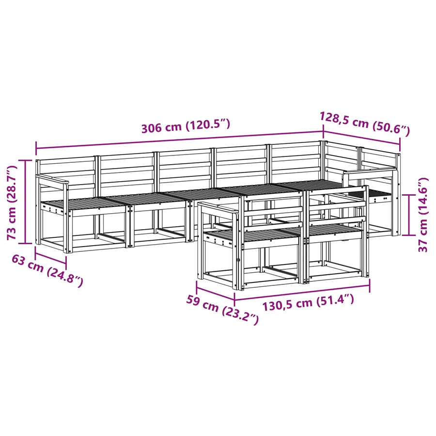 Ensemble de canapés d'extérieur 8 pcs Blanc - 7
