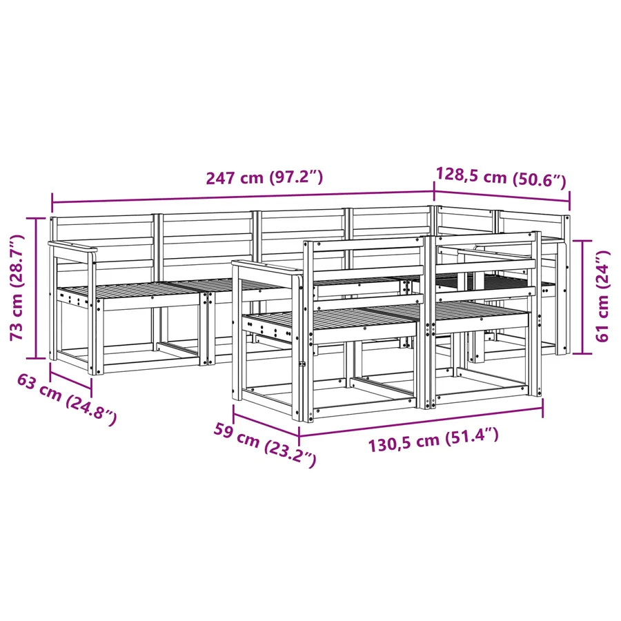 Ensemble de canapés d'extérieur 7 pcs Blanc - 6