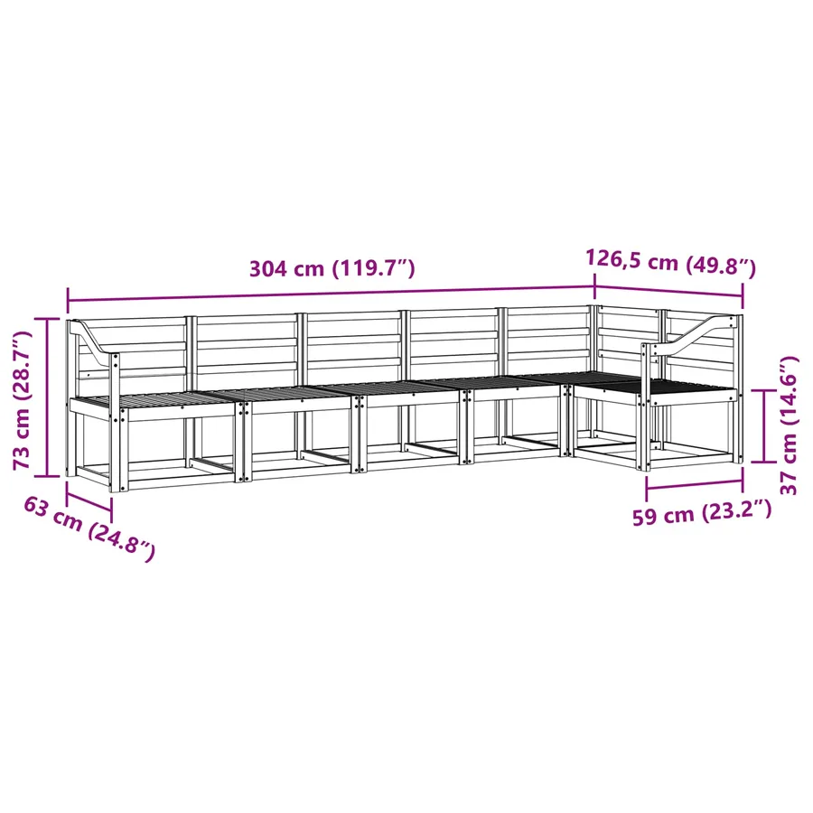 Ensemble de canapés d'extérieur 6 pcs Blanc - 7