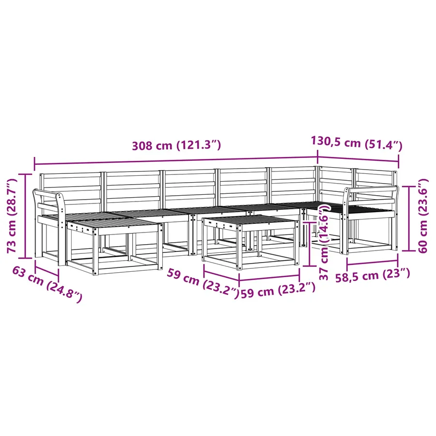 Ensemble de canapés d'extérieur 8 pcs Blanc - 8