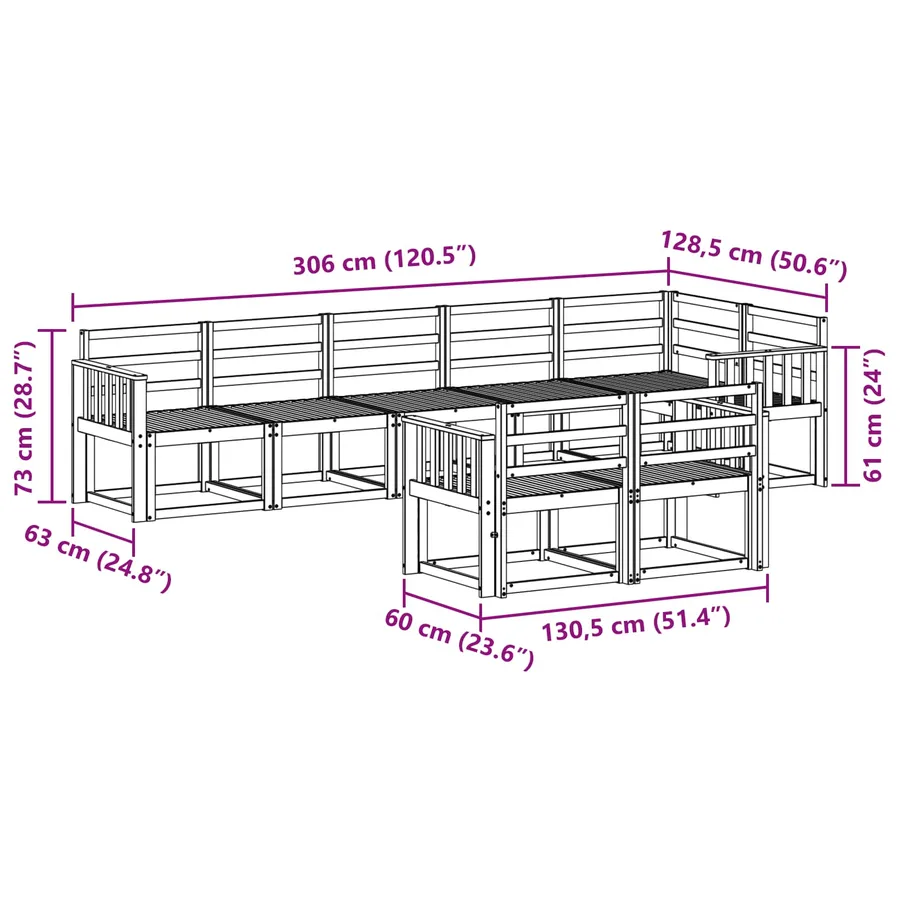 Ensemble de canapés d'extérieur 8 pcs Blanc - 7