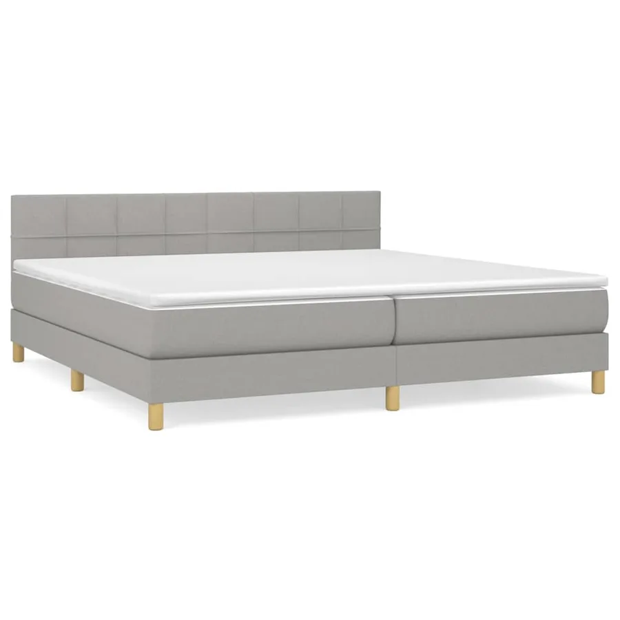 Sommier à lattes de lit avec matelas Gris clair 200x200cm Tissu - 2