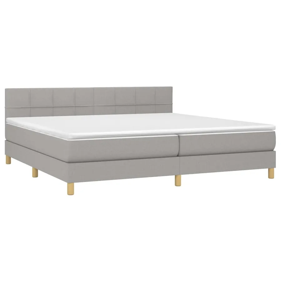 Sommier à lattes de lit avec matelas Gris clair 200x200cm Tissu - 3
