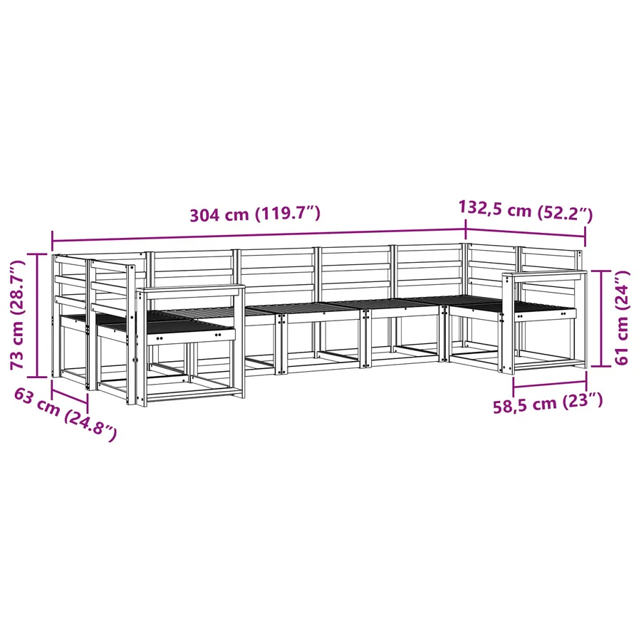 Ensemble de canapés d'extérieur 7 pc Blanc Bois d'Acacia Massif - 6