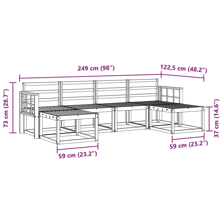 Ensemble de canapés d'extérieur 6 pcs Blanc - 7
